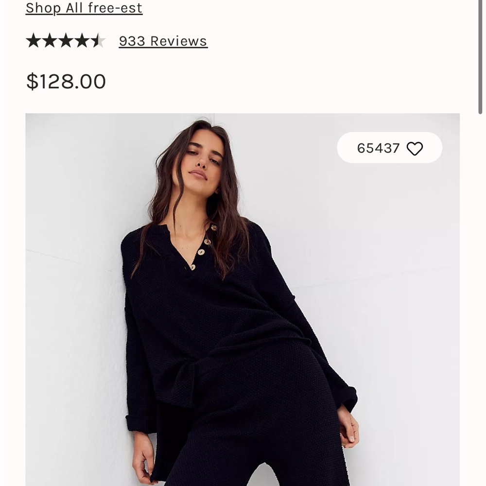 Free People Black Knit Set